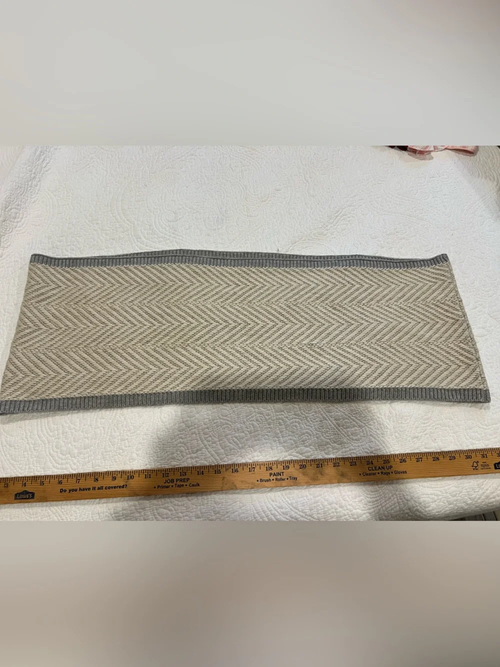UGG Neutral Chevron Knit Scarf with Gray Trim